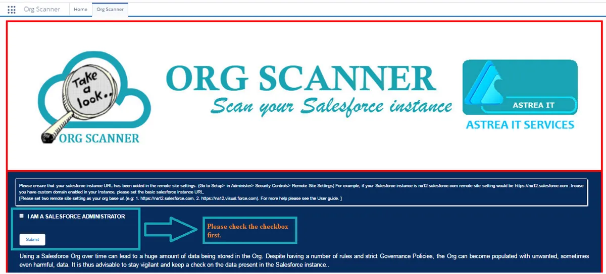 Org Scanner — screenshot from the Salesforce AppExchange listing