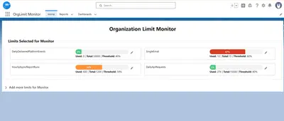 OrgLimit Monitor for Salesforce — screenshot