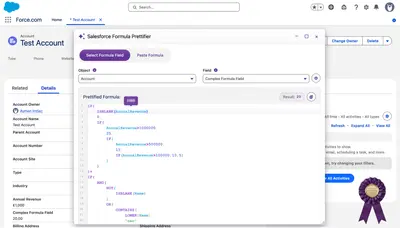 Ortoo Labs - Salesforce Formula Prettifier: Format and Debug Formula Fields for Salesforce — screenshot