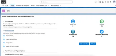P2P - Profiles to PermissionSet Migration Assistant for Salesforce — screenshot