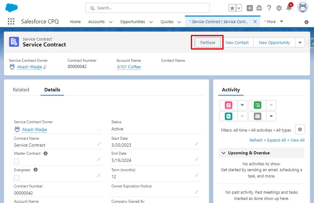 PartEase — screenshot from the Salesforce AppExchange listing