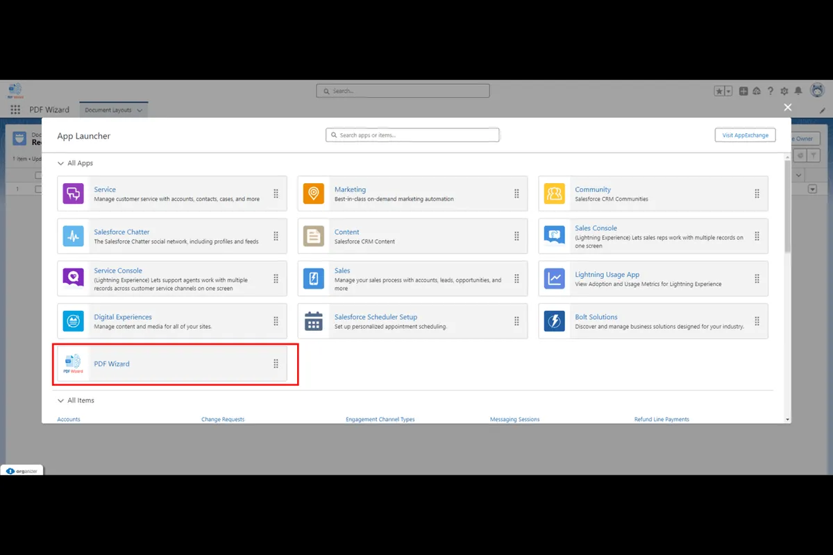 PDF WIZARD — screenshot from the Salesforce AppExchange listing