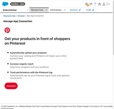 Pinterest for Salesforce B2C Commerce for Salesforce — screenshot