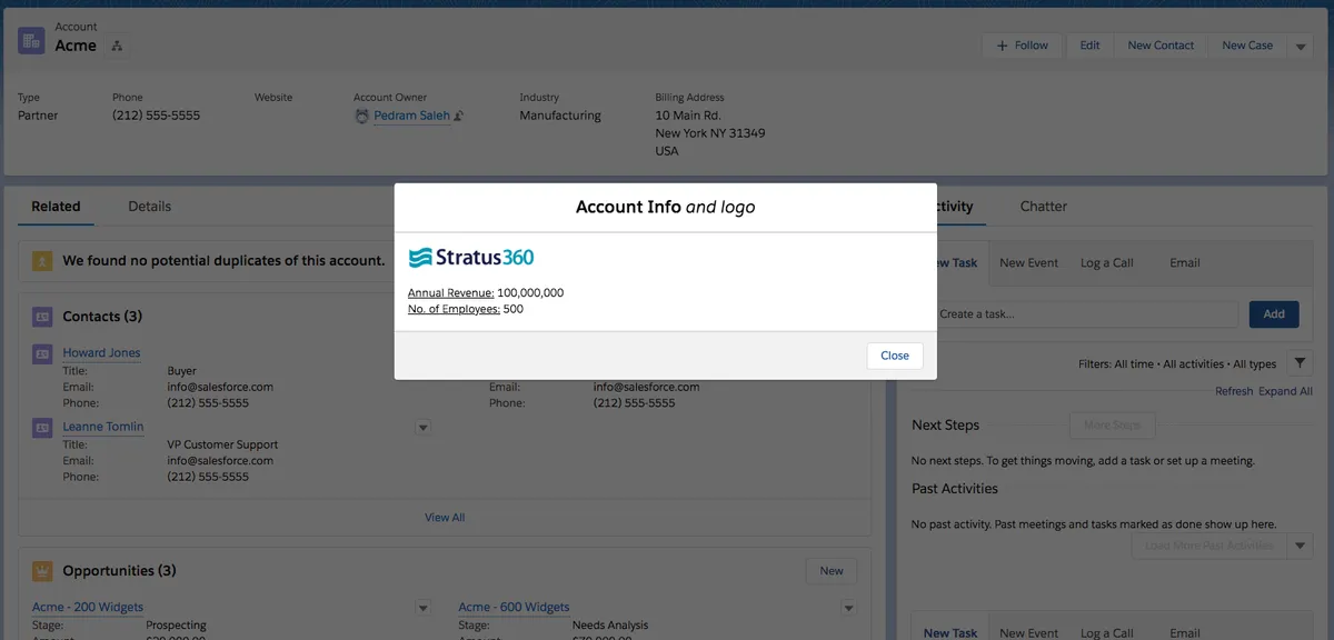 PopUps — screenshot from the Salesforce AppExchange listing