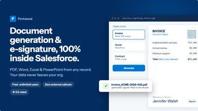 Portwood: Document Generation & E-Signature for Salesforce | Free, 100% Native for Salesforce — screenshot