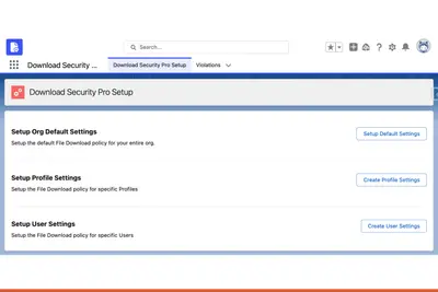 Prevent File Downloads with Download Security Pro by Appsago for Salesforce — screenshot