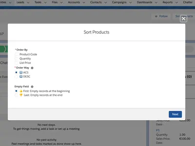 🔀⤴️⤵️ Product Sort (Opportunity / Quote ) for Salesforce — screenshot