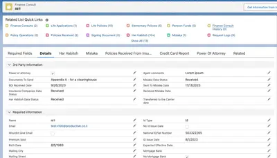 Productive Finance for Salesforce — screenshot