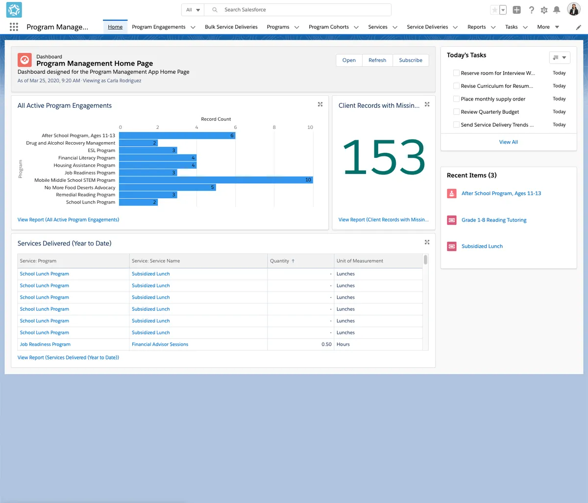 Program Management Module — screenshot from the Salesforce AppExchange listing