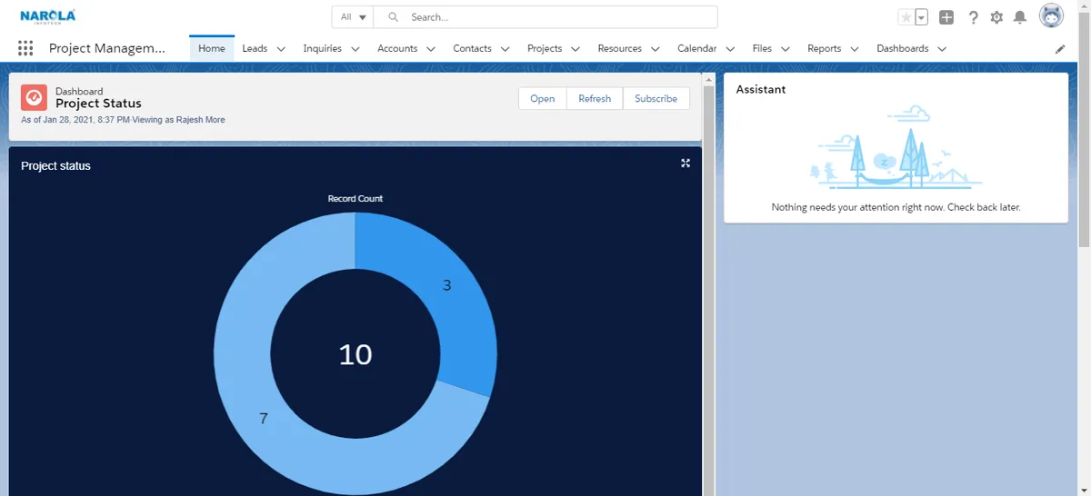 Project Management Application — screenshot from the Salesforce AppExchange listing