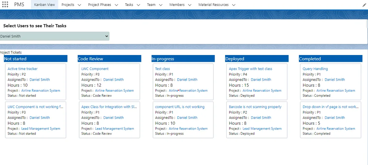 Project Management System — screenshot from the Salesforce AppExchange listing