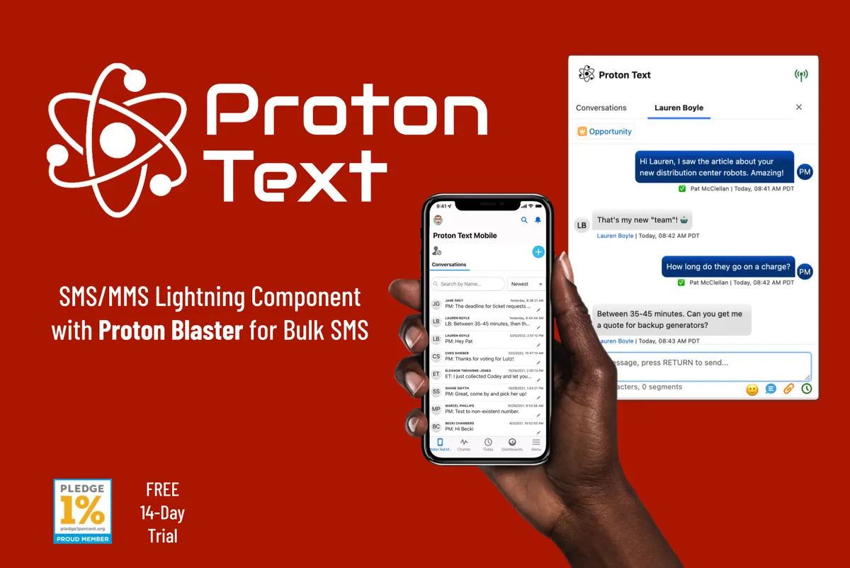 Proton Text — screenshot from the Salesforce AppExchange listing