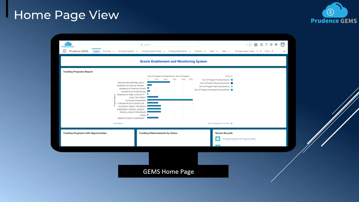 Prudence GEMS — screenshot from the Salesforce AppExchange listing