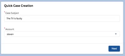 Quick Case Creation for Salesforce — screenshot