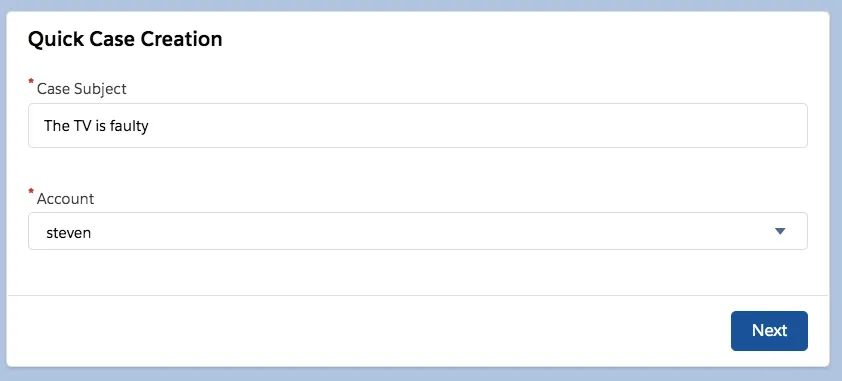 Quick Case Creation — screenshot from the Salesforce AppExchange listing