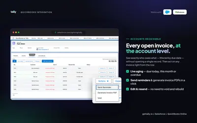 QuickBooks Salesforce Integration, Billing & Payments | Tally for Salesforce — screenshot