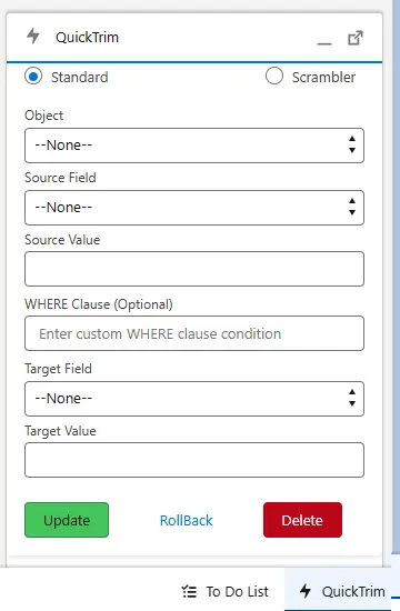 QuickTrim - Mass Update and Scramble records for Salesforce — screenshot