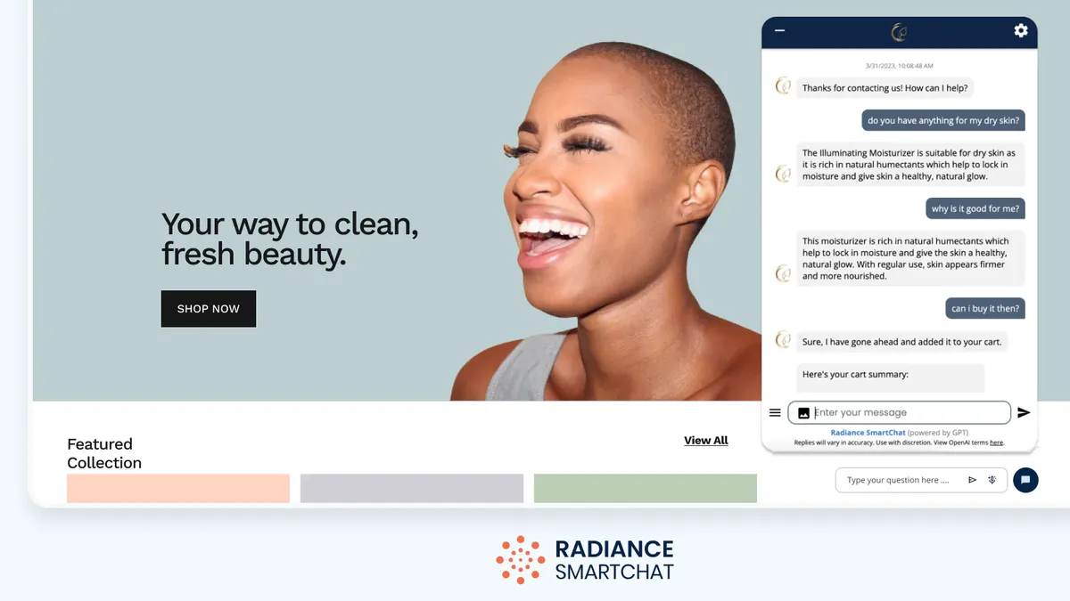 Radiance SmartChat — screenshot from the Salesforce AppExchange listing
