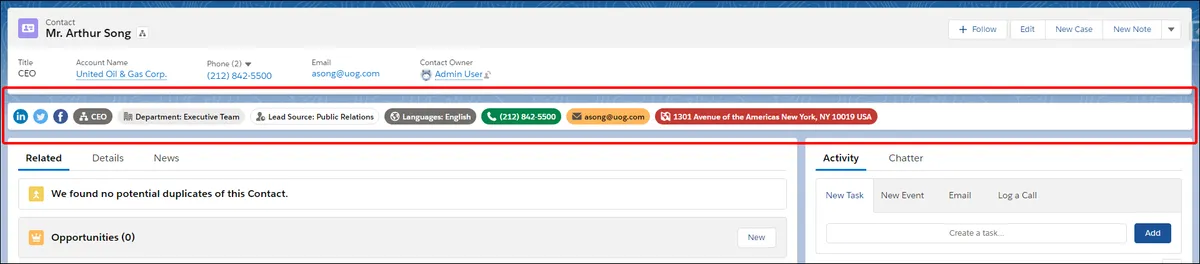 Record Highlights Component — screenshot from the Salesforce AppExchange listing