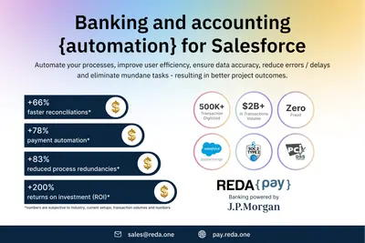 REDA Pay - Inbound & Outbounds Payments, EMD, Banking Controls, Reconciliation for Salesforce — screenshot