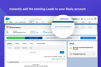 Reply Plugin for Salesforce for Salesforce — screenshot