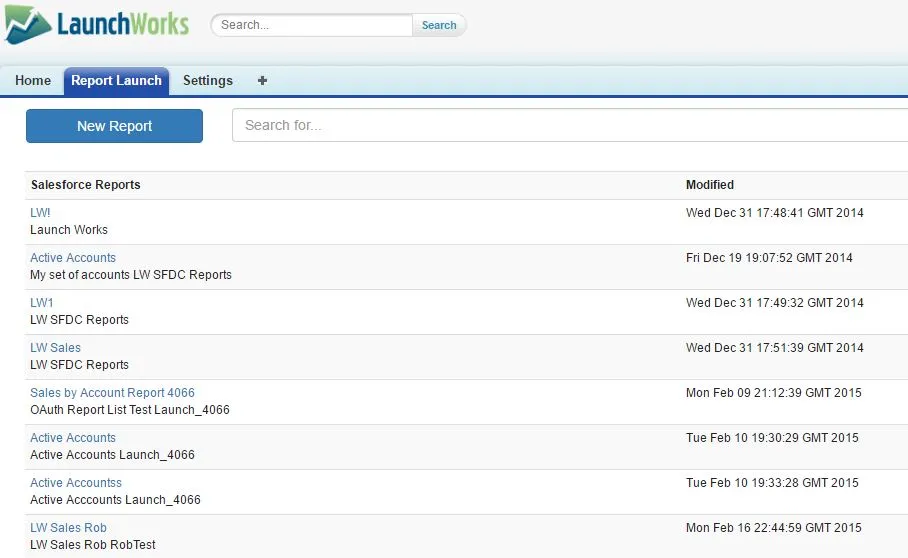Report Launch for SalesForce — screenshot from the Salesforce AppExchange listing