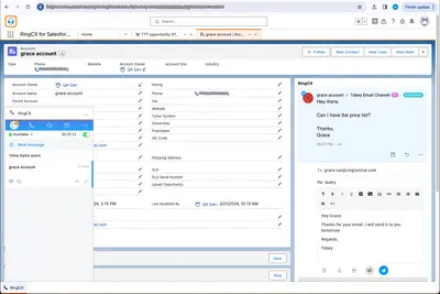 RingCentral RingCX | CTI | Contact Center | IVR | Click-to-Call | Scripting for Salesforce — screenshot