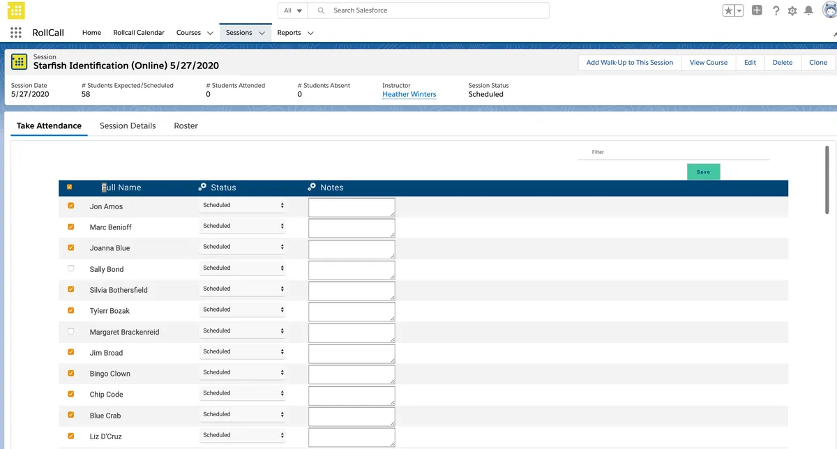RollCall for EDA — screenshot from the Salesforce AppExchange listing