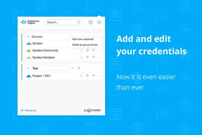 Salesforce Logins by Synebo - Credentials Manager for Salesforce — screenshot
