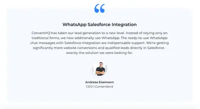 Salesforce WhatsApp Integration - Native, Ready-To-Go Salesforce App - ConvertHQ for Salesforce — screenshot