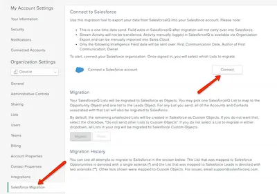 SalesforceIQ CRM Migration for Salesforce — screenshot