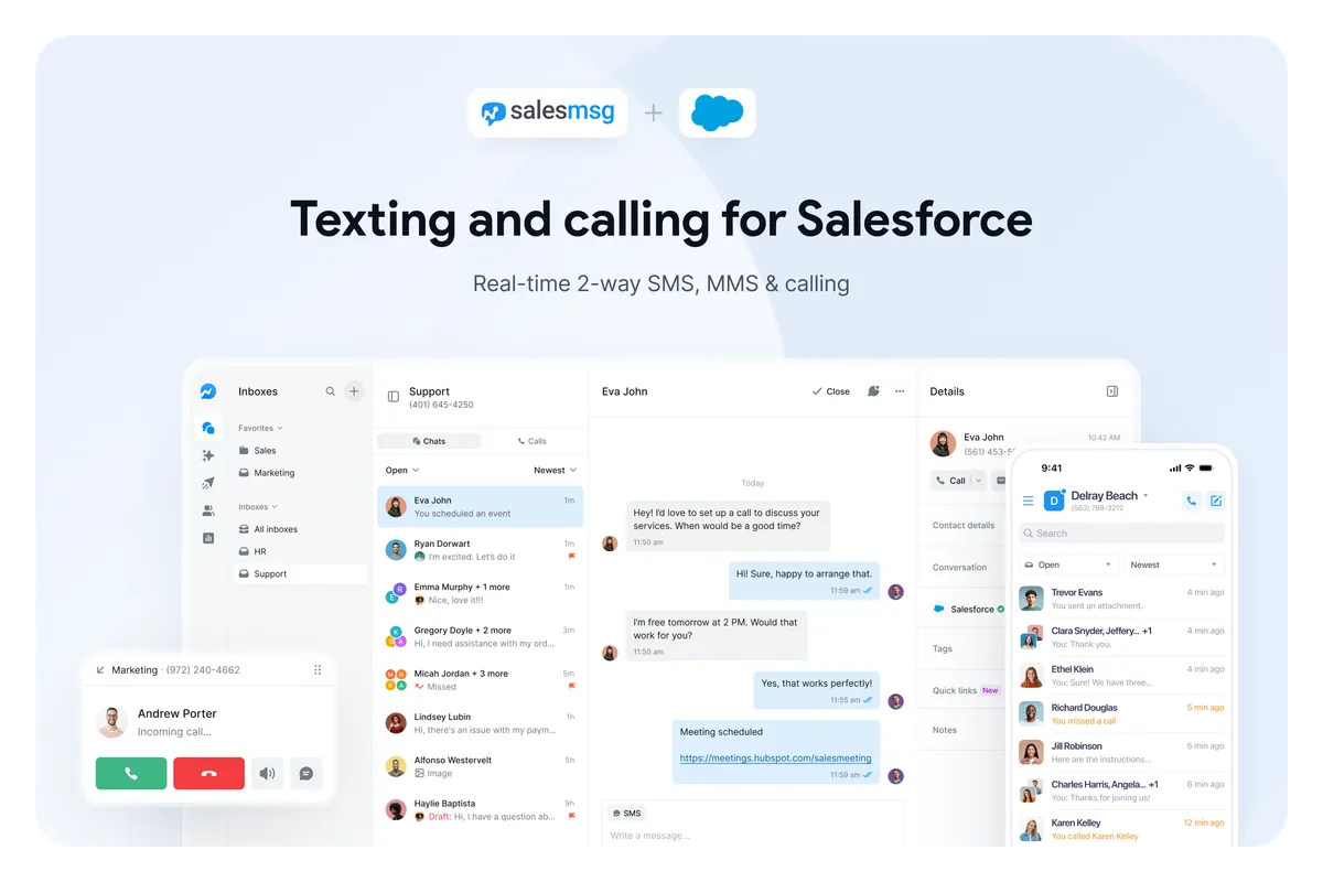 Salesmsg: Text, Call & Automate | Native Salesforce SMS App — screenshot from the Salesforce AppExchange listing