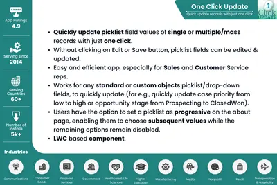Satrang One Click Update for Salesforce — screenshot