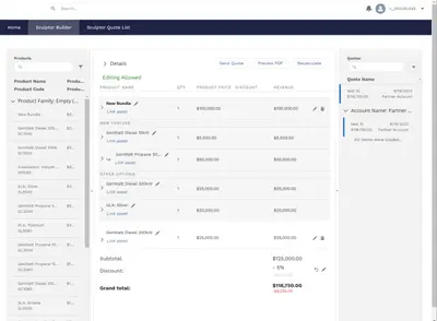 Sculptor CPQ for Experience Cloud for Salesforce — screenshot