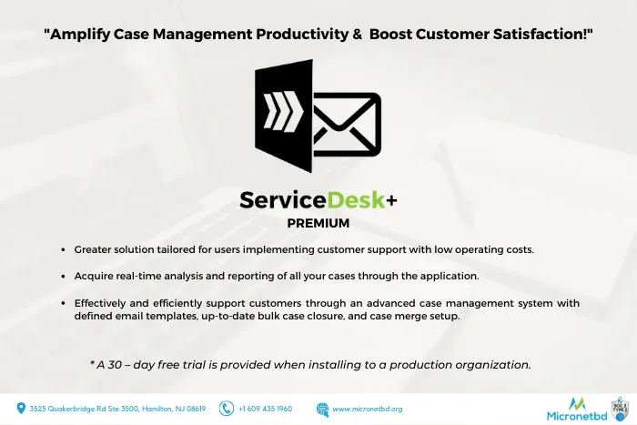 ServiceDesk+ Premium — screenshot from the Salesforce AppExchange listing