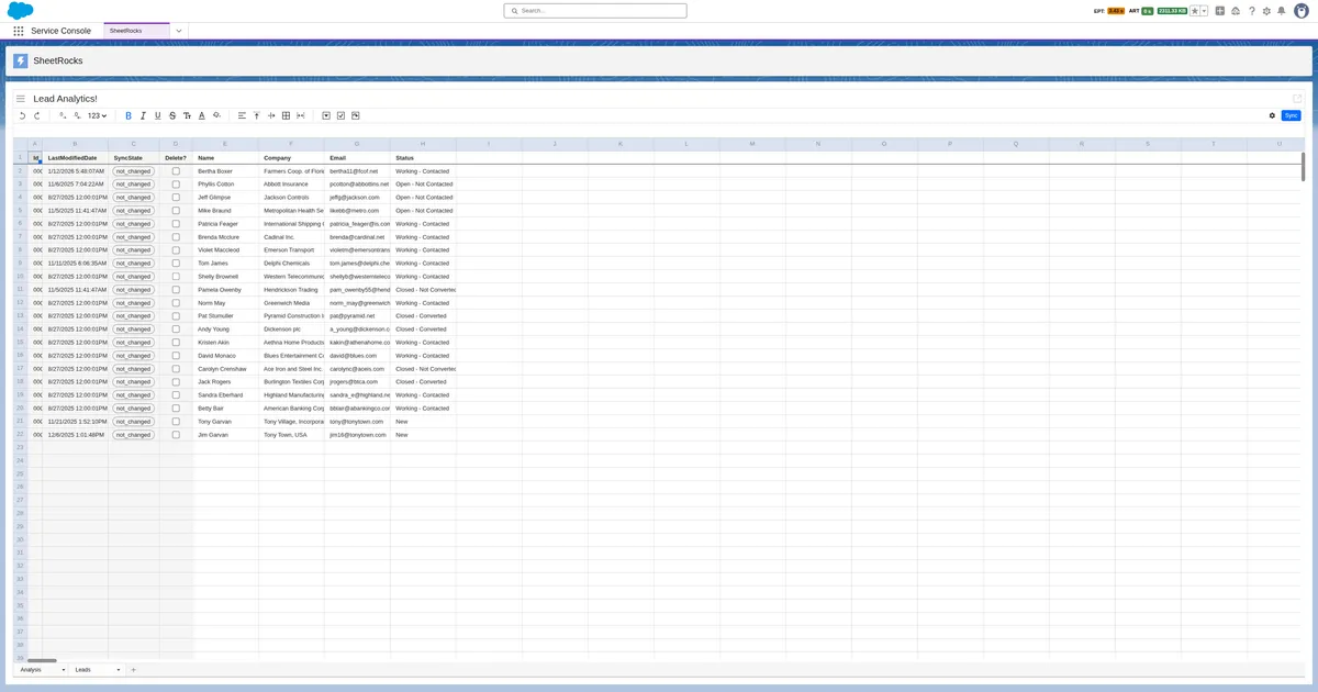 SheetRocks for Salesforce — screenshot from the Salesforce AppExchange listing