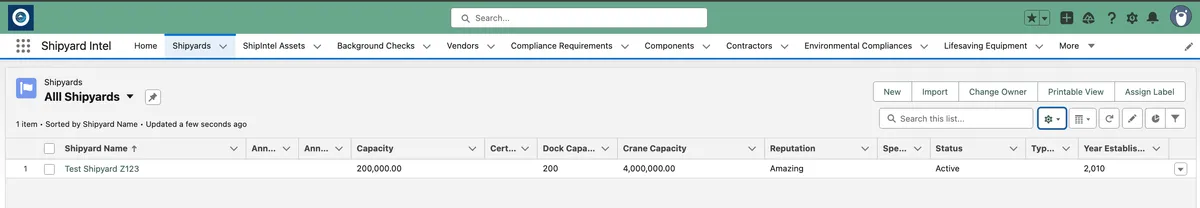 Shipyard Intel — screenshot from the Salesforce AppExchange listing