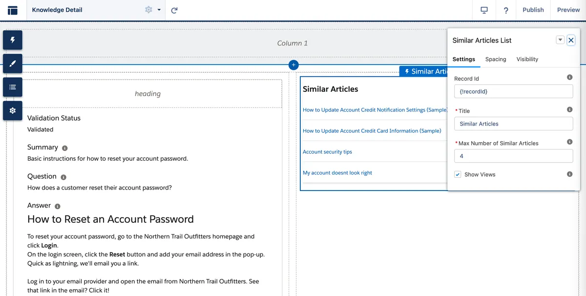 Similar Knowledge Articles Component for LWR — screenshot from the Salesforce AppExchange listing
