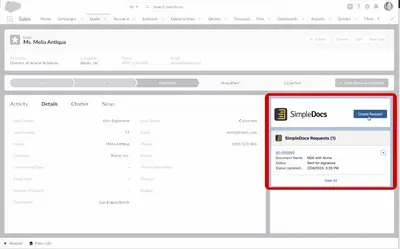SimpleDocs +Salesforce: Seamless CLM integration to accelerate time-to-signature for Salesforce — screenshot