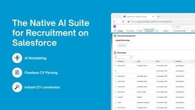 Simply AI Notetaking. CV Parsing. CV Conversion. AI Suite for Recruitment. for Salesforce — screenshot
