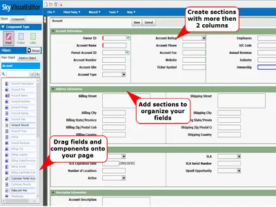 SkyVisualEditor VF - Drag & Drop page customization and enhanced UI for Salesforce — screenshot