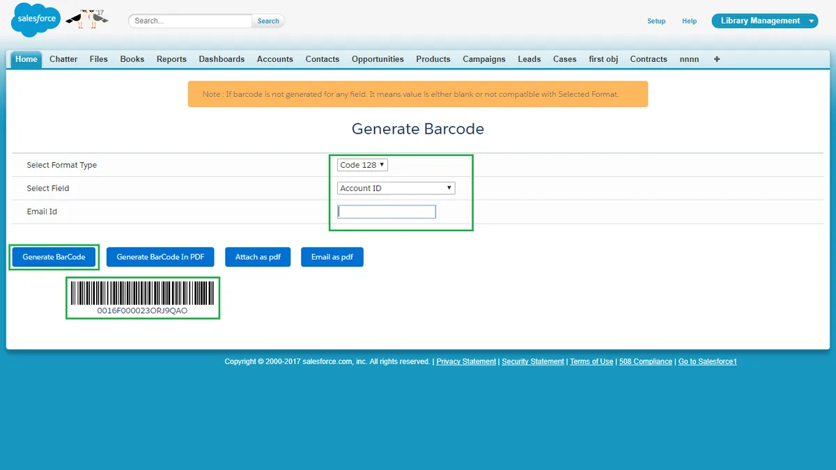 Smart Barcode and QR code — screenshot from the Salesforce AppExchange listing