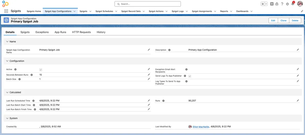 Spigots — screenshot from the Salesforce AppExchange listing