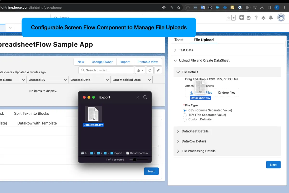 SpreadsheetFlow — screenshot from the Salesforce AppExchange listing
