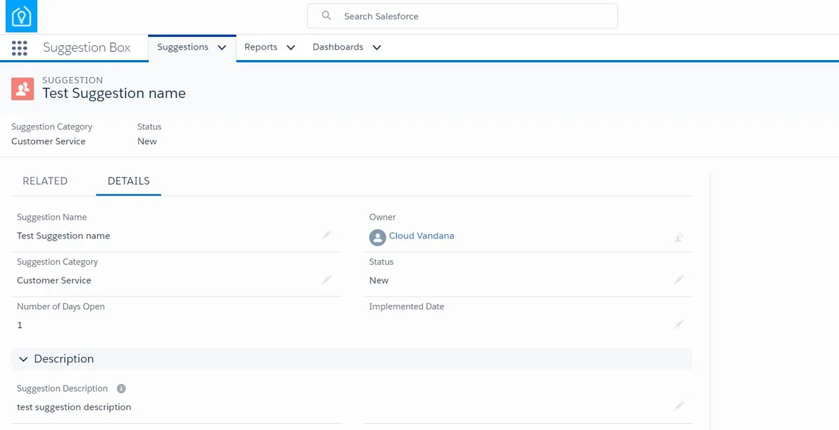 Suggestions Box — screenshot from the Salesforce AppExchange listing