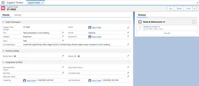 Support Tickets for Salesforce — screenshot