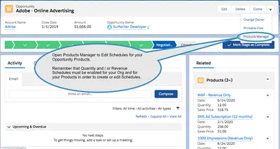 Surfwriter Products Manager for Salesforce — screenshot