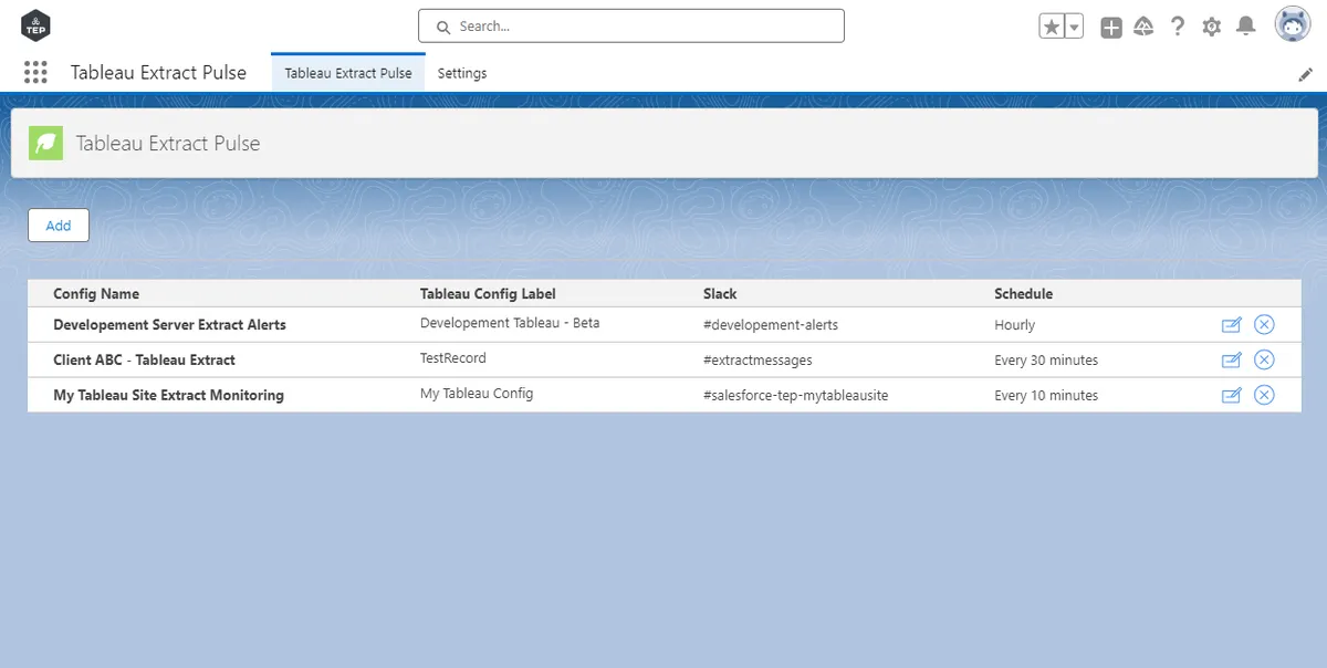 Tableau Extract Pulse — screenshot from the Salesforce AppExchange listing