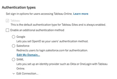 Tableau Online - Salesforce User Login via OIDC for Salesforce — screenshot