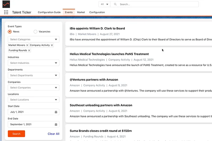Talent Ticker — screenshot from the Salesforce AppExchange listing
